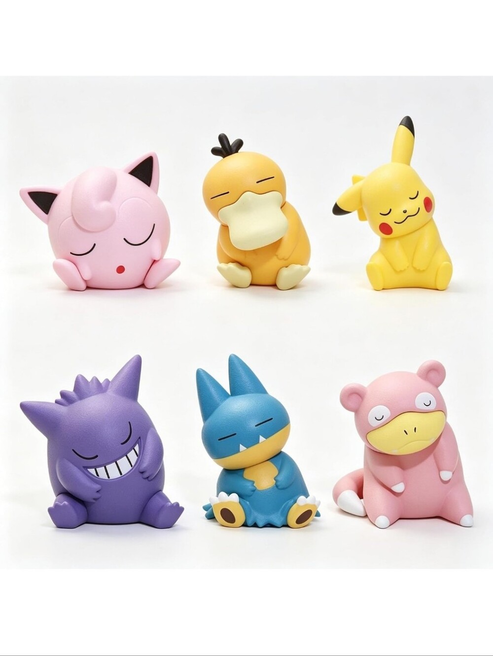 Pokemon Sleepy Mini Figure Set - Pink, Yellow, Purple, Blue